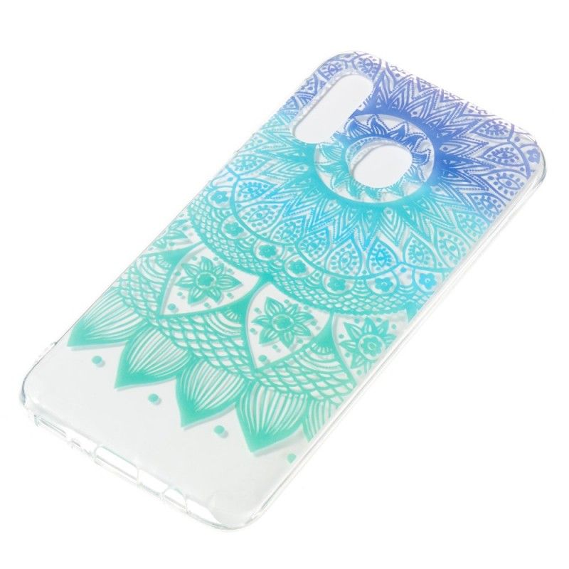 Skal Samsung Galaxy A40 Mobilskal Transparent Blå Mandala