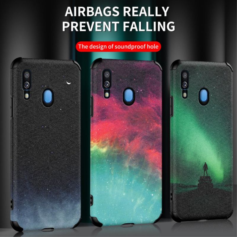 Skal Samsung Galaxy A40 Svart Silikon Och Astral Lädereffekt