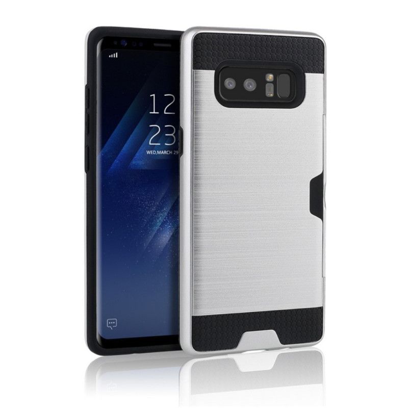 Skal Samsung Galaxy Note 8 Silver Borstad Korthållare