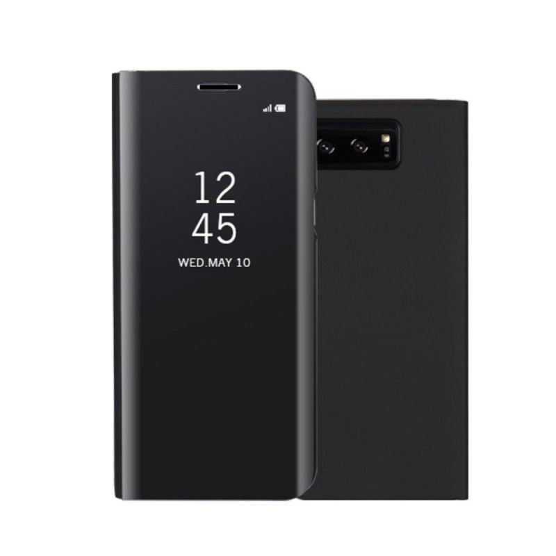 Visa Omslag Samsung Galaxy Note 8 Svart Spegel Och Lädereffekt