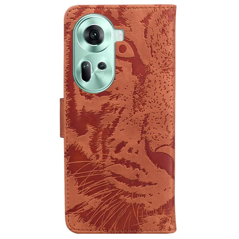 Läderfodral Oppo Reno 11 5g Telefonfodral Tiger Footprint