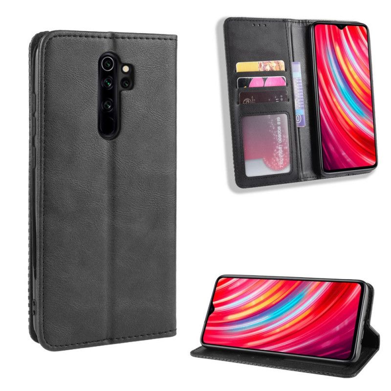 Folio-fodral Xiaomi Redmi Note 8 Pro Svart Stiliserad Vintage Lädereffekt