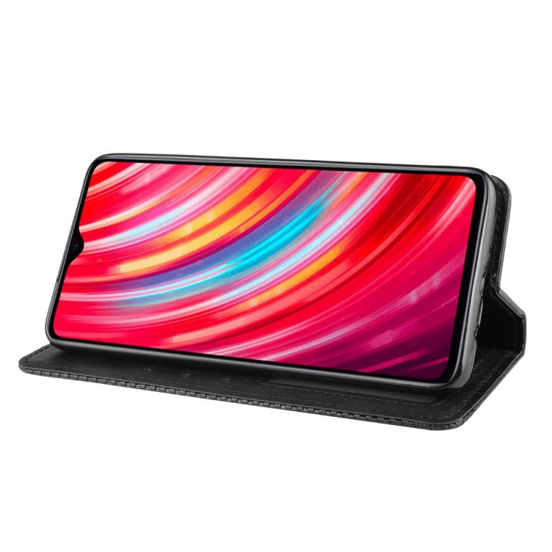 Folio-fodral Xiaomi Redmi Note 8 Pro Svart Stiliserad Vintage Lädereffekt