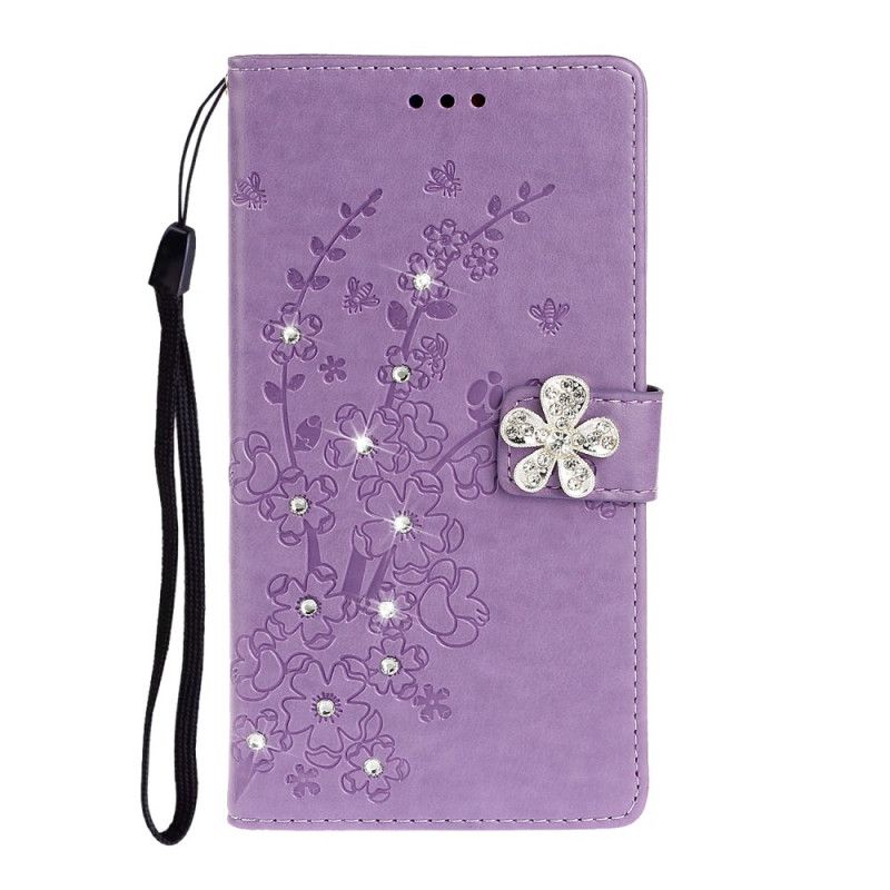 Läderfodral Xiaomi Redmi Note 8 Pro Ljuslila Mobilskal Blomma Charm