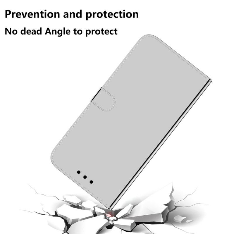 Läderskal Xiaomi Redmi Note 8 Pro Svart Spegelskydd I Imiterat Läder