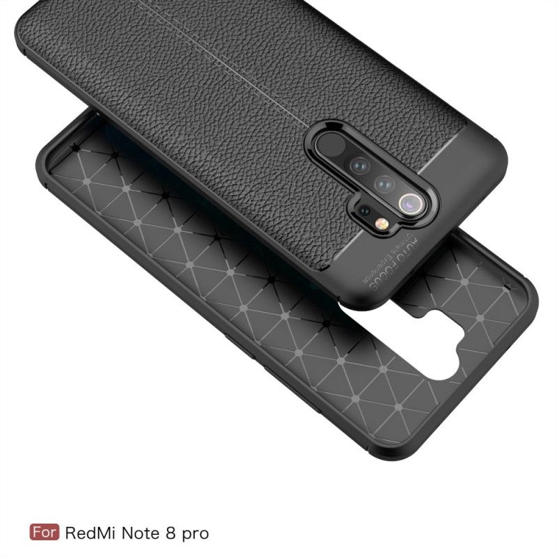 Skal Xiaomi Redmi Note 8 Pro Svart Lychéläder Med Dubbla Linjer