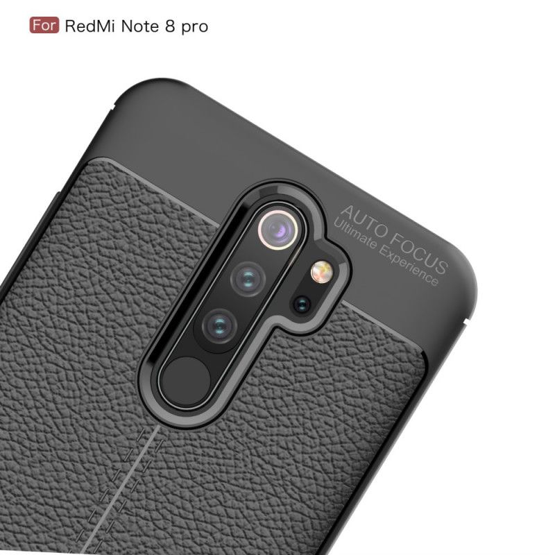 Skal Xiaomi Redmi Note 8 Pro Svart Lychéläder Med Dubbla Linjer