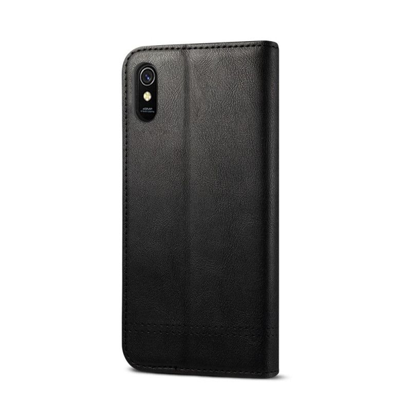 Folio-fodral Xiaomi Redmi 9A Svart Sydd Lädereffekt