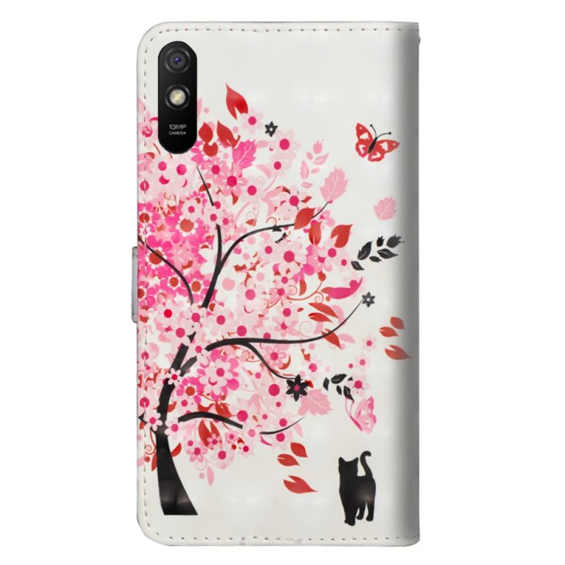 Läderfodral Xiaomi Redmi 9A Mobilskal Rosa Träd