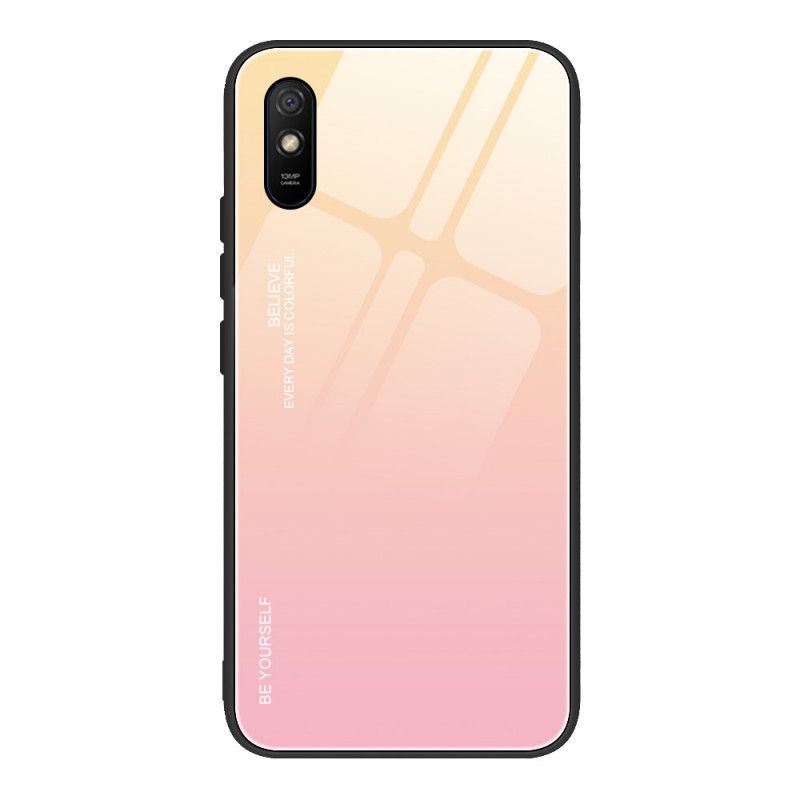 Skal för Xiaomi Redmi 9A Röd Var Dig Själv Härdat Glas