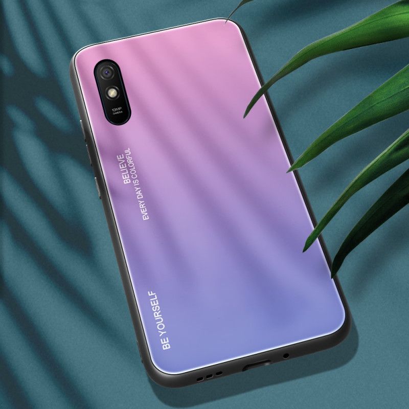 Skal för Xiaomi Redmi 9A Röd Var Dig Själv Härdat Glas