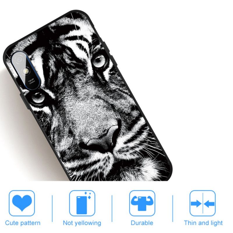 Skal för Xiaomi Redmi 9A Svartvit Tiger