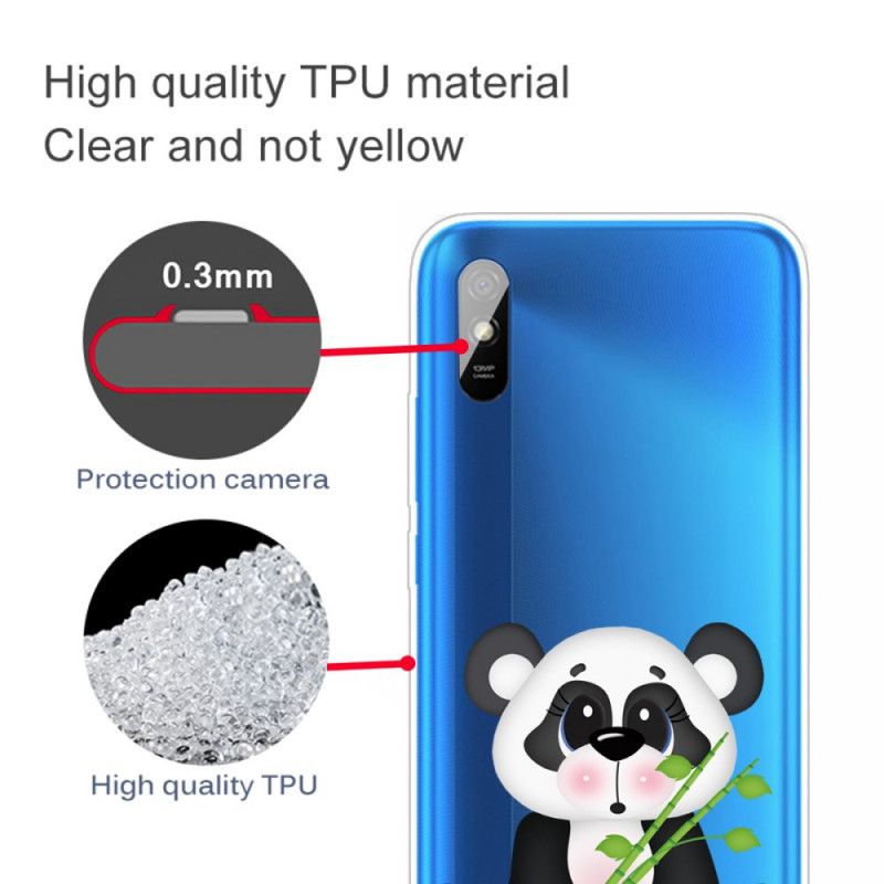 Skal Xiaomi Redmi 9A Mobilskal Transparent Ledsen Panda