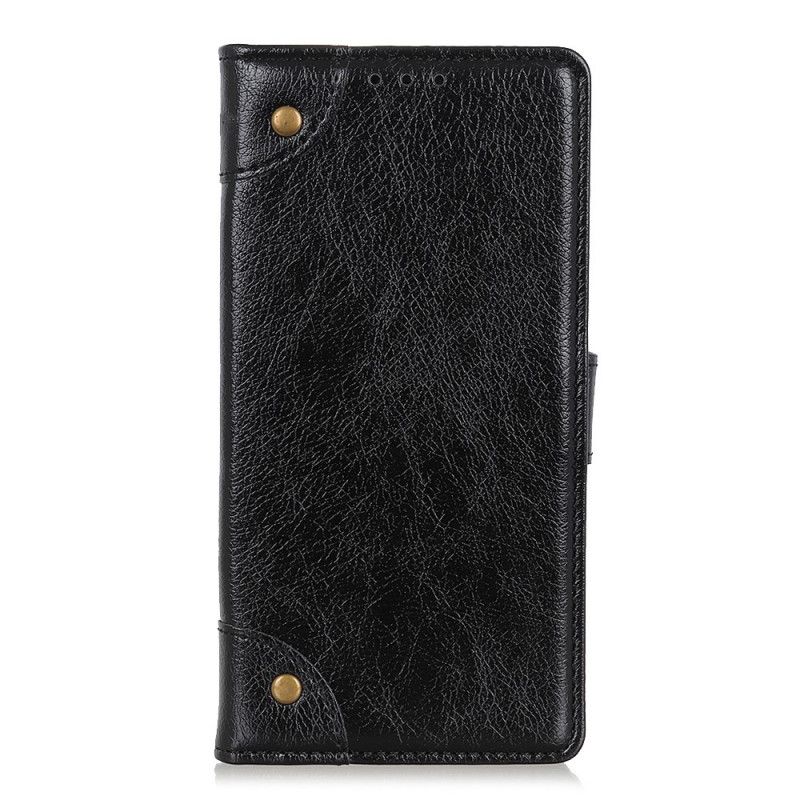 Fodral för Xiaomi Redmi Note 10 Pro Svart Vintage Nitar Nappaskinn Stil