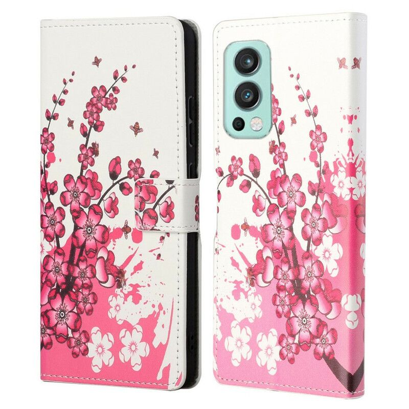 Läderfodral Oneplus Nord 2 5g Telefonfodral Tropiska Blommor