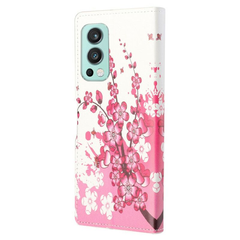 Läderfodral Oneplus Nord 2 5g Telefonfodral Tropiska Blommor