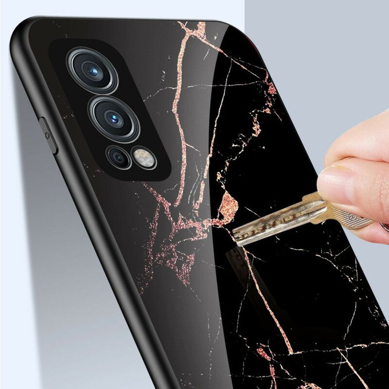 Skal Oneplus Nord 2 5g Telefonfodral Marmorfärger Härdat Glas