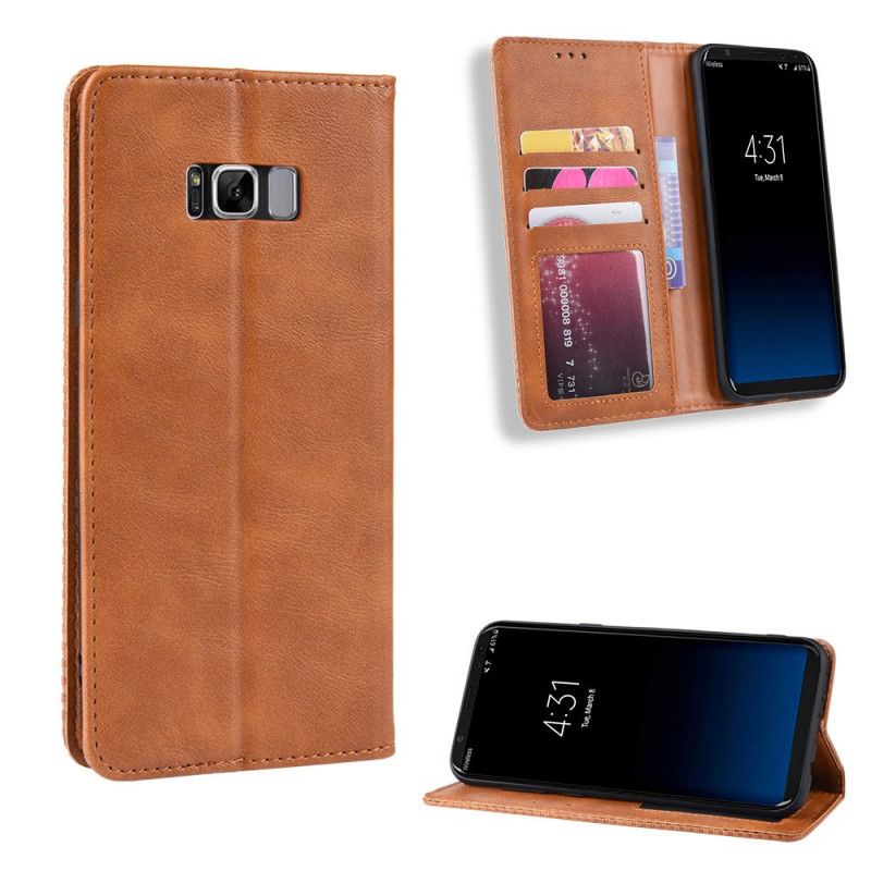 Folio-fodral för Samsung Galaxy S8 Svart Stiliserad Vintage Lädereffekt