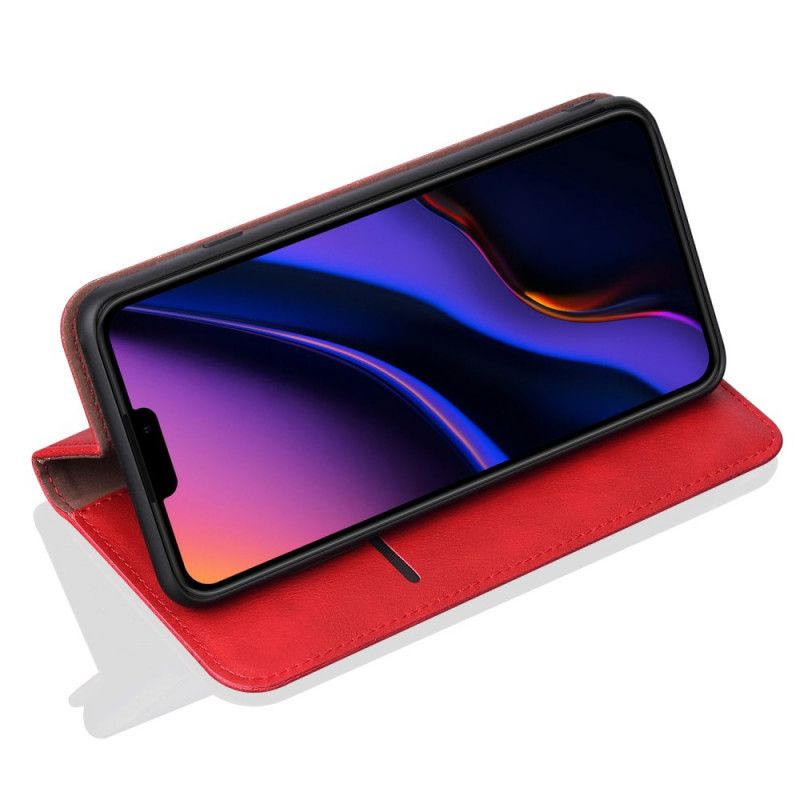 Folio-fodral iPhone 11 Pro Svart Sömmar I Lädereffekt