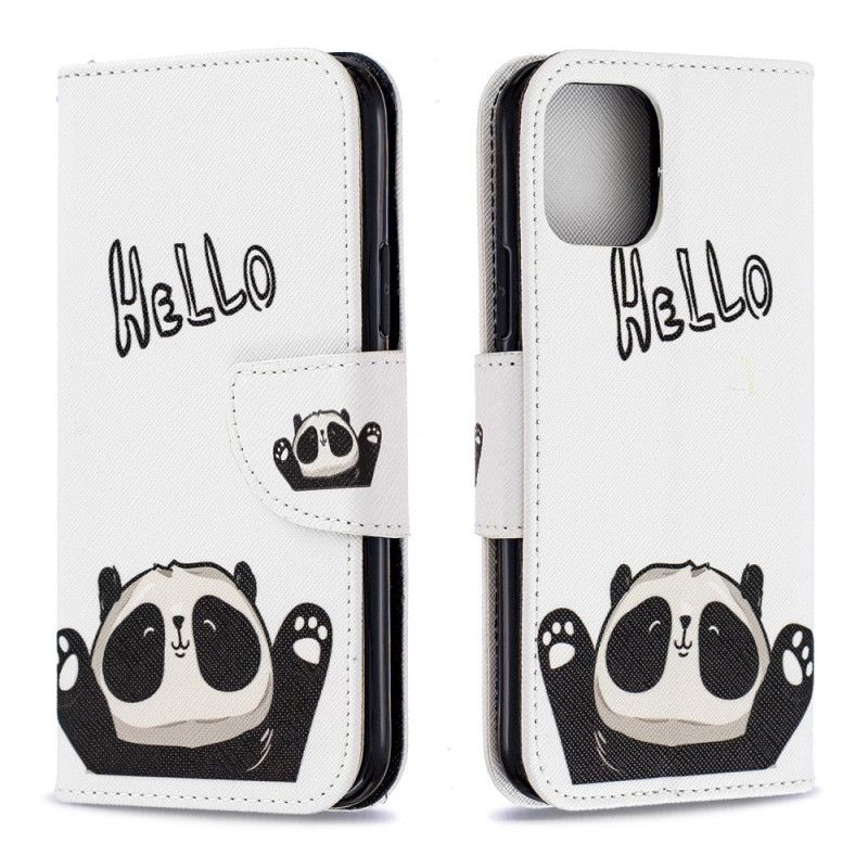 Läderfodral iPhone 11 Pro Mobilskal Hej Panda