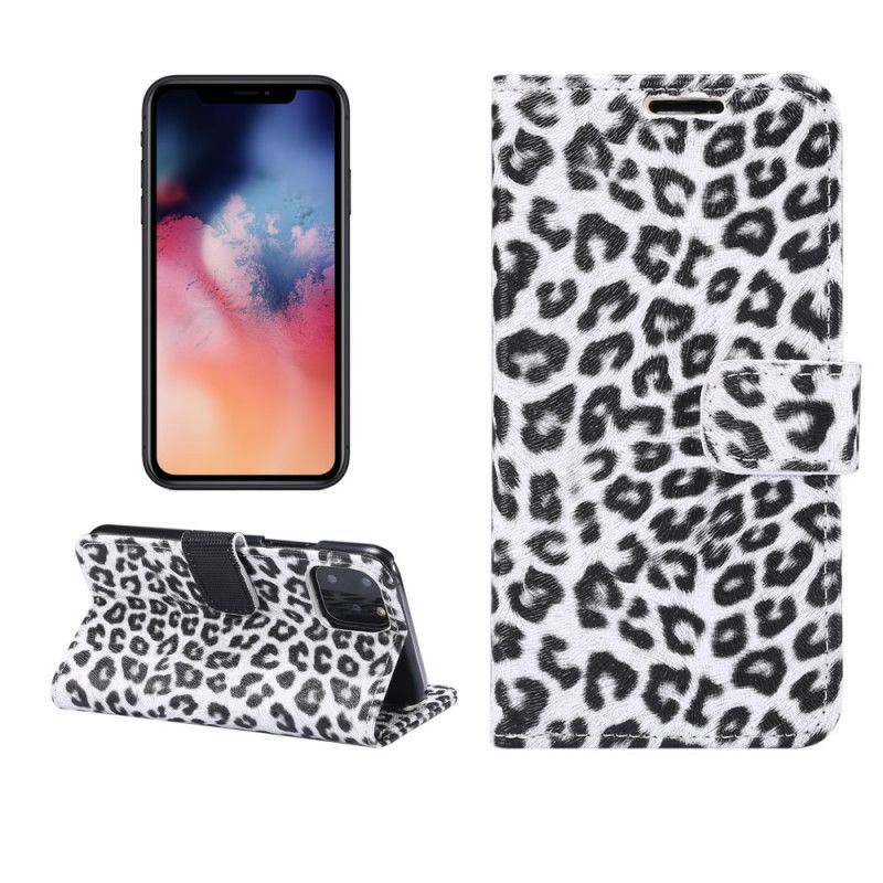 Läderfodral iPhone 11 Pro Vit Mobilskal Leopard