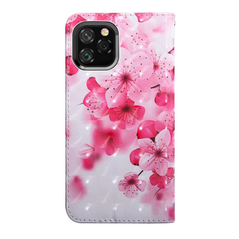 Läderskal iPhone 11 Pro Rosa Blommor