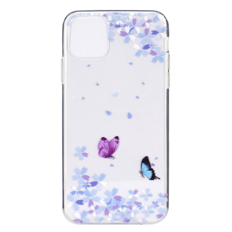 Skal för iPhone 11 Pro Genomskinliga Fjärilar Och Blommor