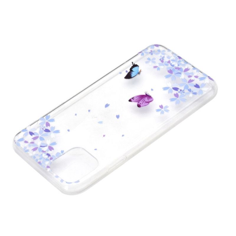 Skal för iPhone 11 Pro Genomskinliga Fjärilar Och Blommor