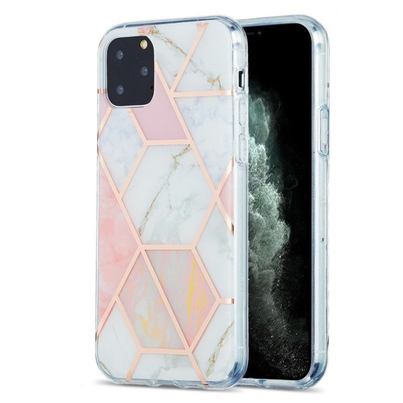 Skal för iPhone 11 Pro Rosa Flashig Geometrisk Marmor