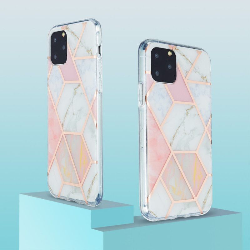 Skal för iPhone 11 Pro Rosa Flashig Geometrisk Marmor