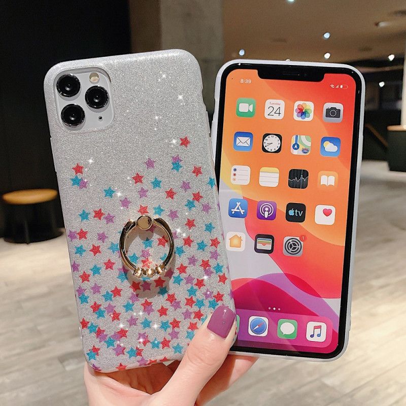 Skal för iPhone 11 Pro Silver Stjärnglitterringhållare