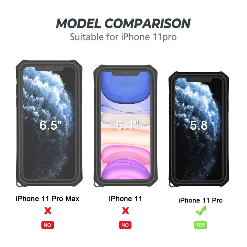 Skal för iPhone 11 Pro Svart Avtagbar Ringhållare