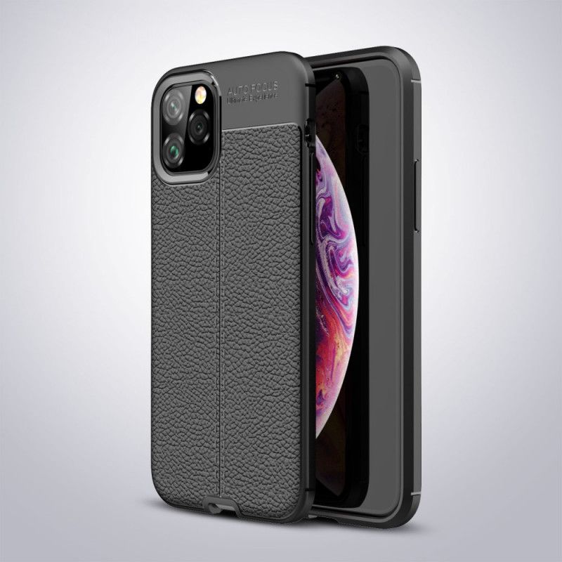 Skal för iPhone 11 Pro Svart Dubbel Linjelycherskinn