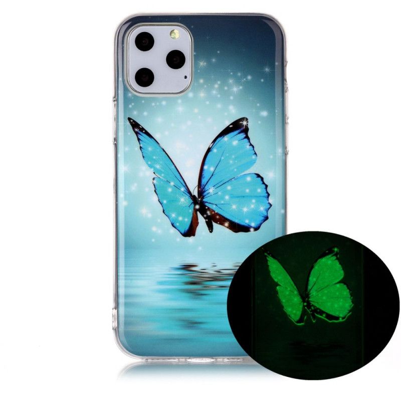 Skal iPhone 11 Pro Mobilskal Fluorescerande Blå Fjäril