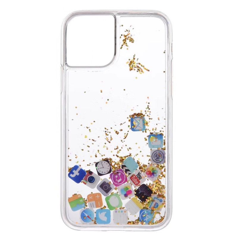 Skal iPhone 11 Pro Silver Glitter Appikoner