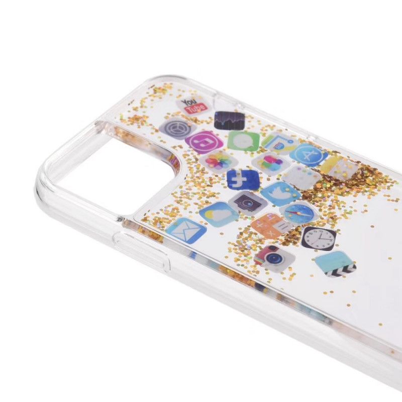 Skal iPhone 11 Pro Silver Glitter Appikoner