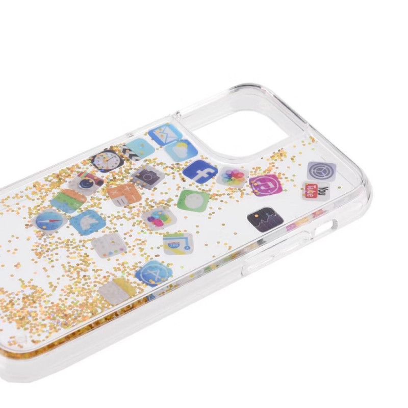 Skal iPhone 11 Pro Silver Glitter Appikoner