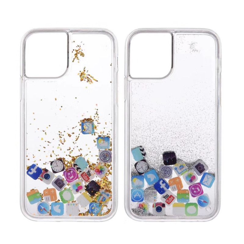 Skal iPhone 11 Pro Silver Glitter Appikoner