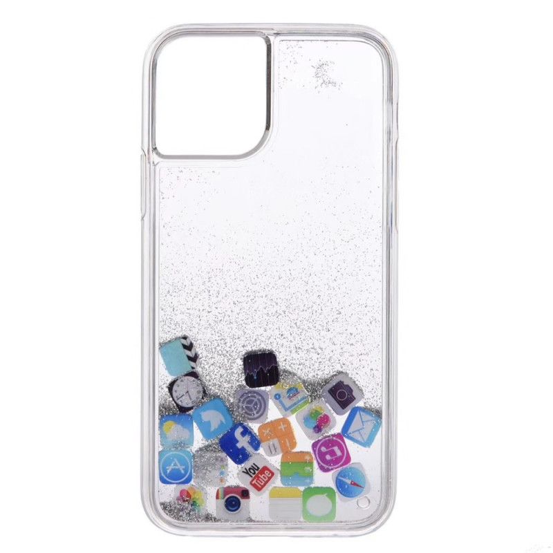 Skal iPhone 11 Pro Silver Glitter Appikoner