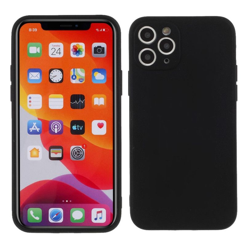 Skal iPhone 11 Pro Svart Silikon Av Ren Färgmatta