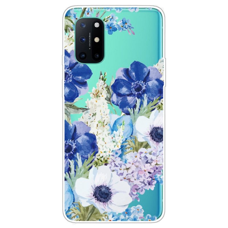 Skal för OnePlus 8T Genomskinliga Akvarellblå Blommor