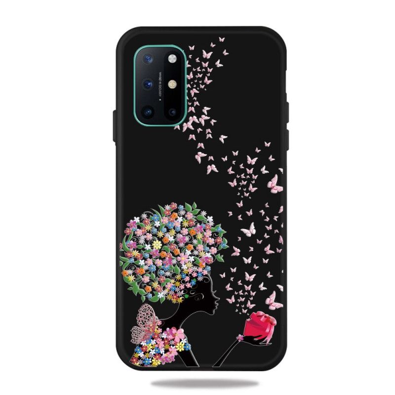 Skal för OnePlus 8T Kvinna Med Ett Blommigt Huvud