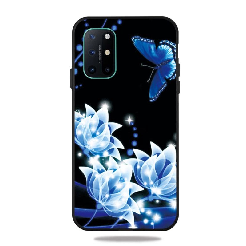 Skal OnePlus 8T Fjäril Och Blå Blommor