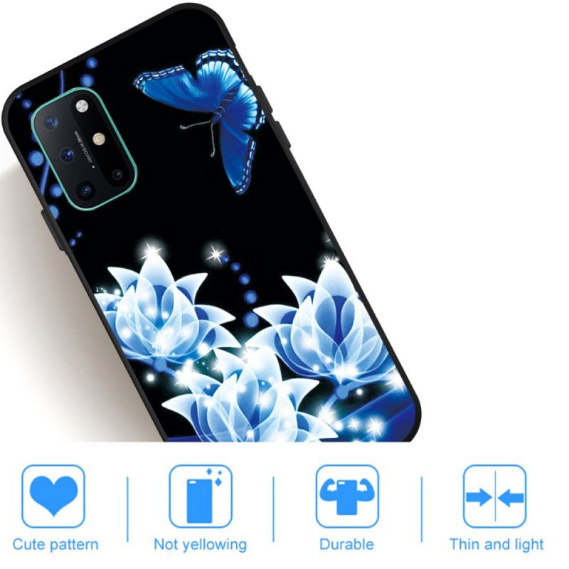 Skal OnePlus 8T Fjäril Och Blå Blommor