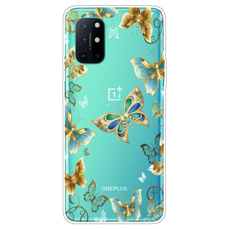 Skal OnePlus 8T Guld Mobilskal Fjärilar