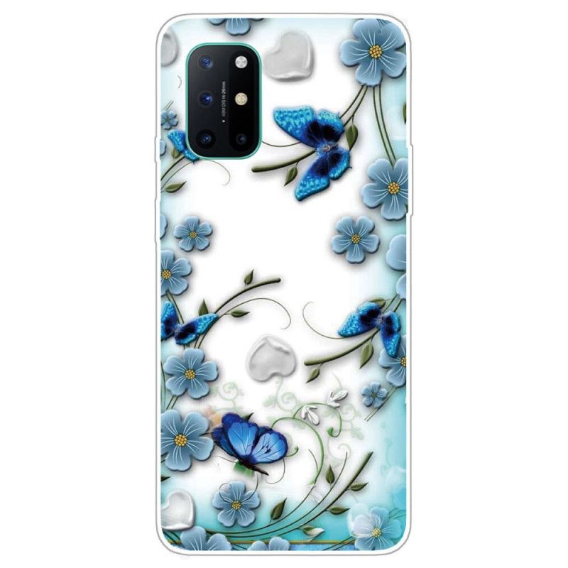 Skal OnePlus 8T Mobilskal Genomskinliga Retro Fjärilar Och Blommor