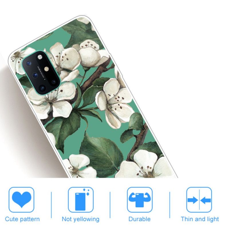Skal OnePlus 8T Mobilskal Målade Vita Blommor