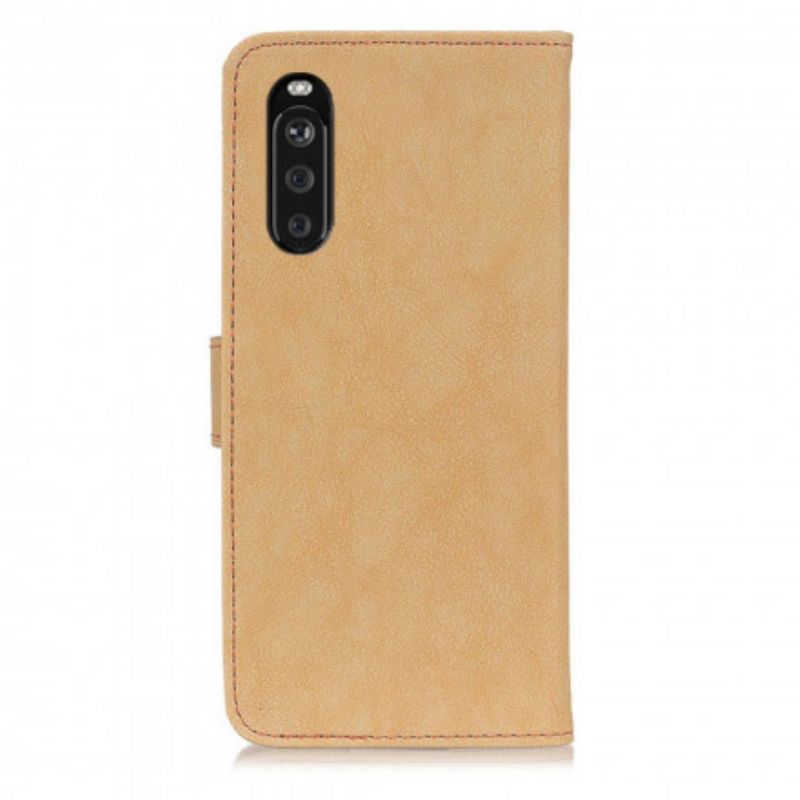 Läderfodral Sony Xperia 10 Iii Telefonfodral Faux Split Leather Retro Khazneh