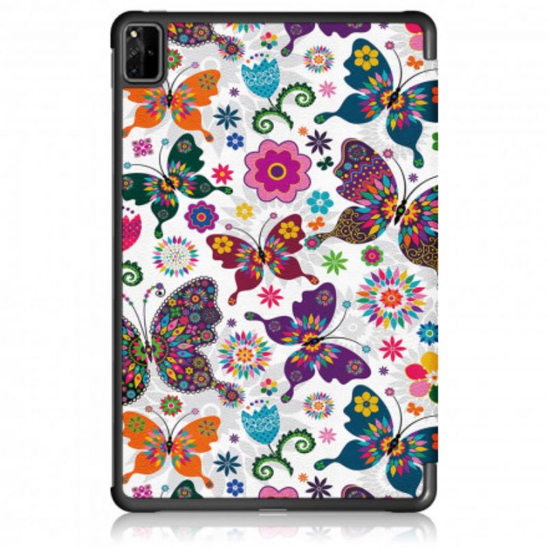 Smart Case Huawei Matepad Pro 12.6 (2021) Förstärkta Retrofjärilar Och Blommor