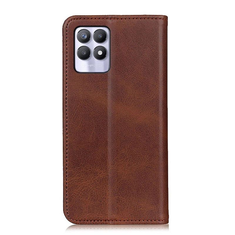 Folio-fodral För Realme 8i Split Leather Elegance